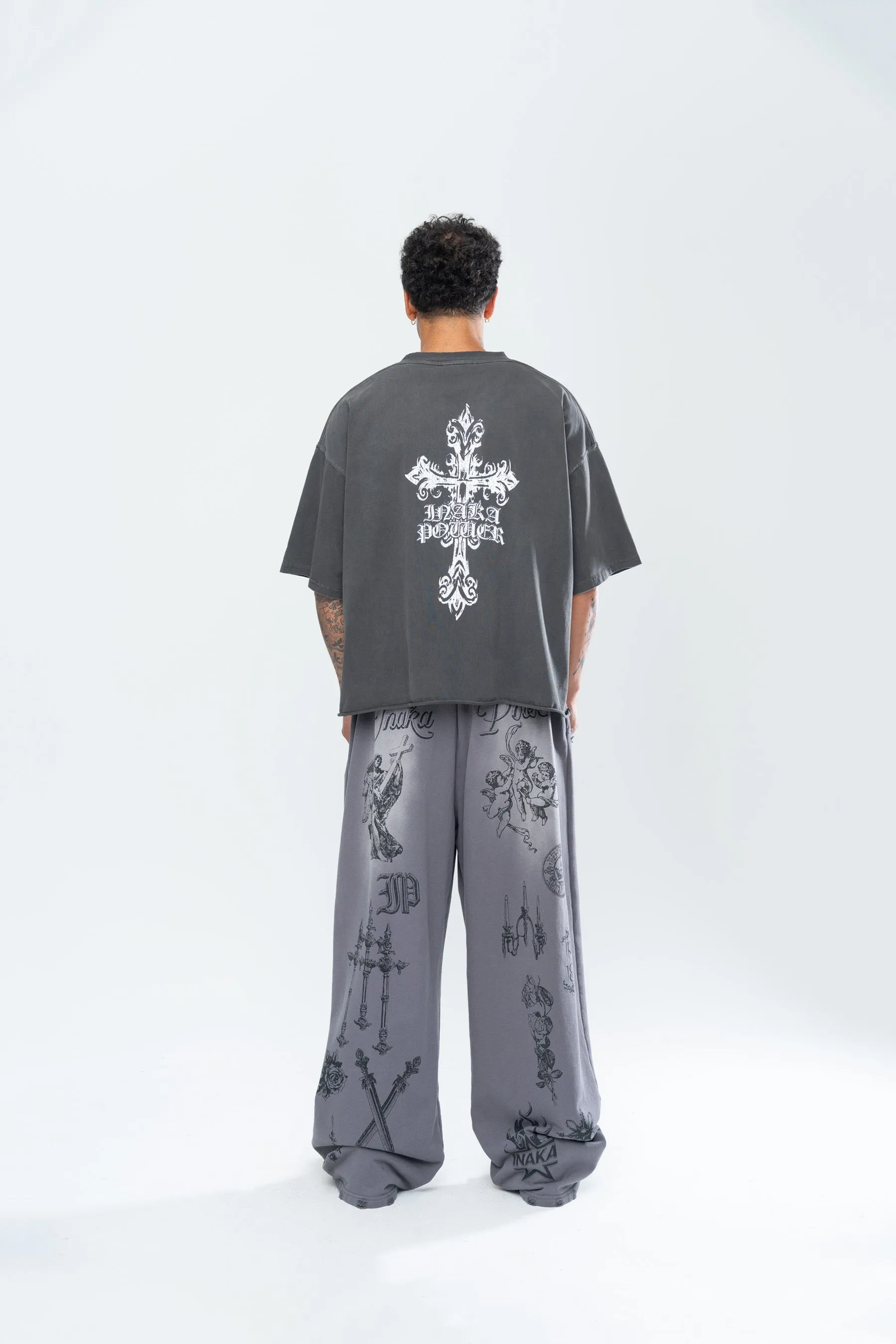CRUCIFIX CROPPED TEE - VINTAGE BLACK sold by Inaka power product image thumbnail 4