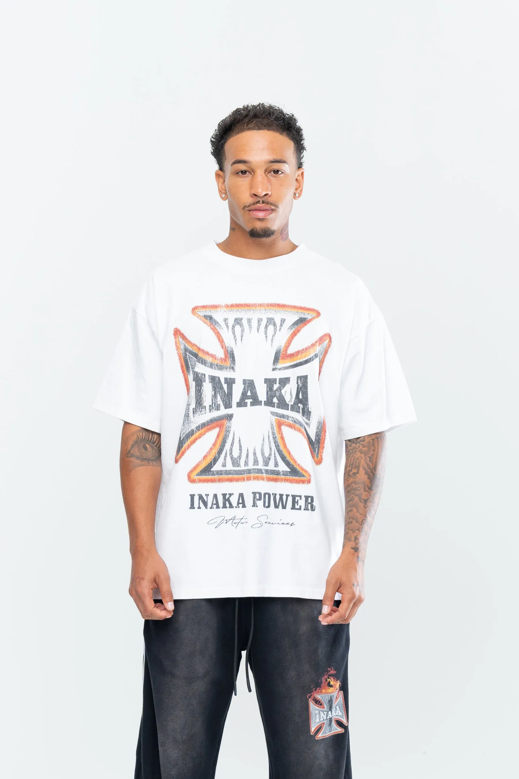 CROSS FLAME TEE - WHITE sold by Inaka power product image thumbnail 3
