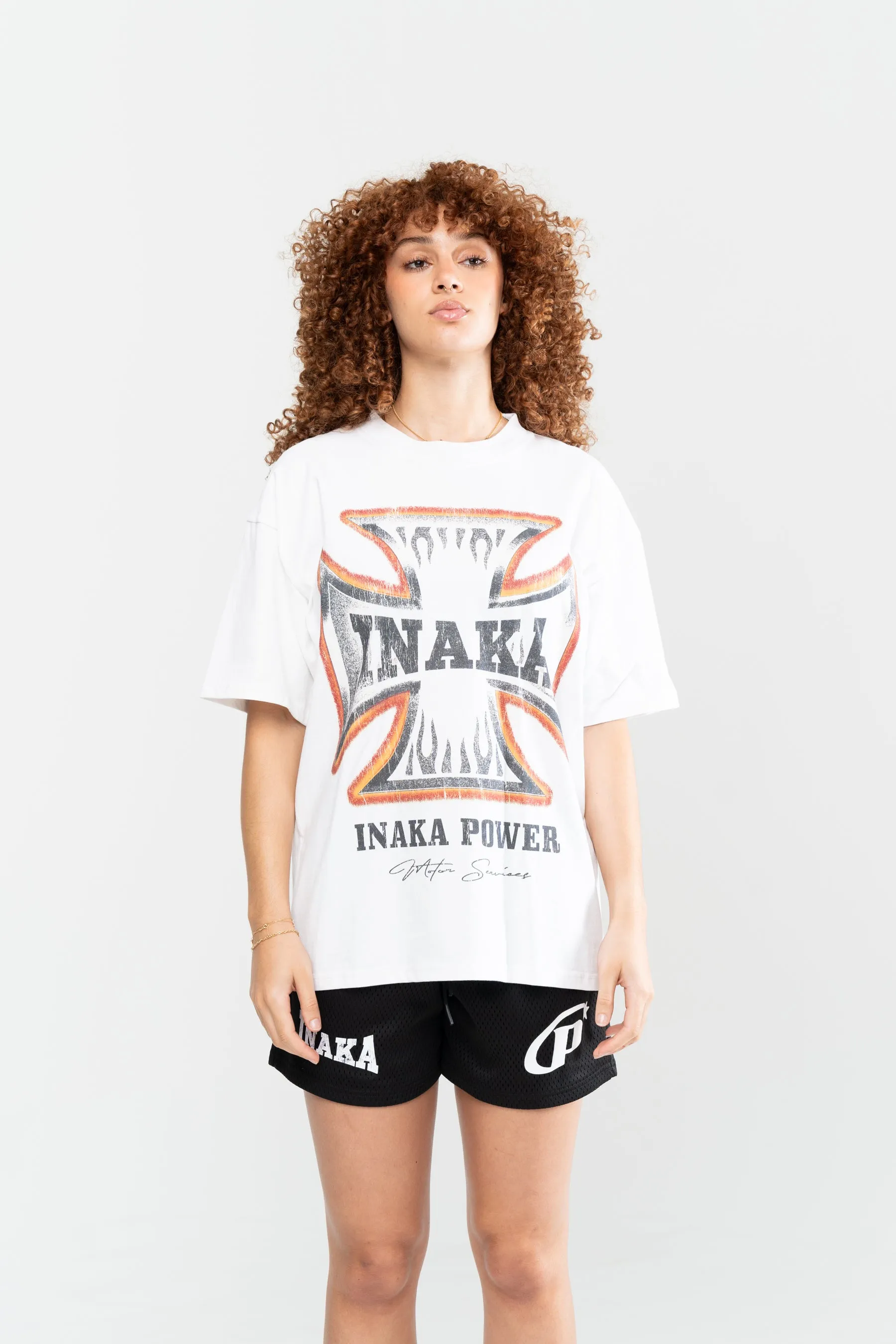 CROSS FLAME TEE - WHITE sold by Inaka power product image thumbnail 5