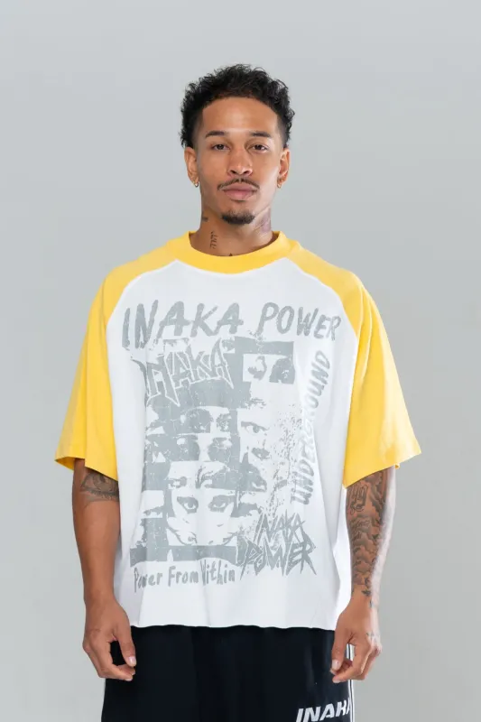 UNDERGROUND CROPPED TEE - WHITE/YELLOW sold by Inaka power