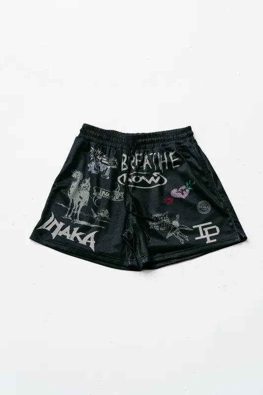 LOVE HEART MESH SHORTS made by Inaka power