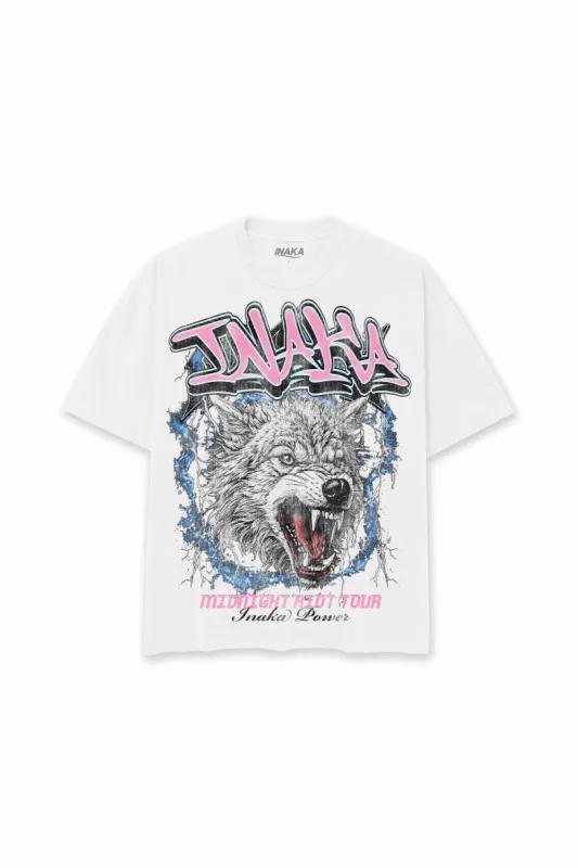 INAKA MIDNIGHT WOLF TEE - WHITE sold by Inaka power
