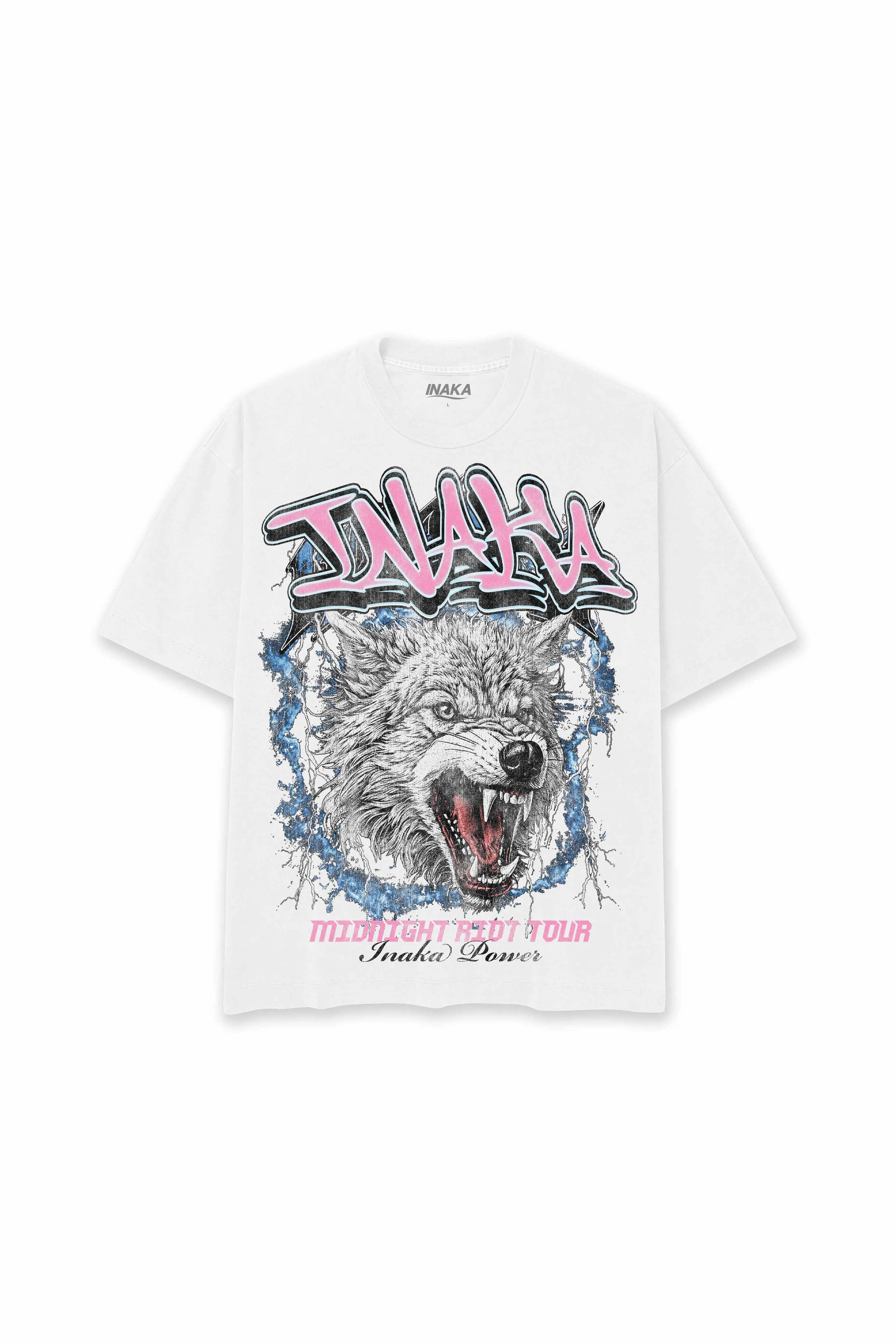 INAKA MIDNIGHT WOLF TEE - WHITE sold by Inaka power