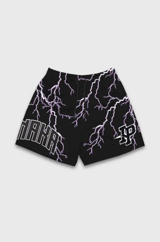 Men's Graphic Mesh Shorts - Purple Lightning sold by Inaka power