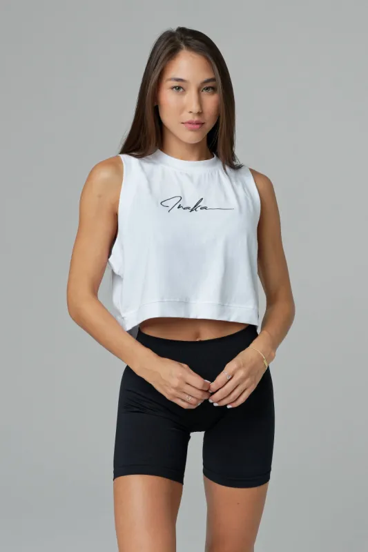 WOMEN'S SIGNATURE CROPPED TANK - IVORY sold by Inaka power