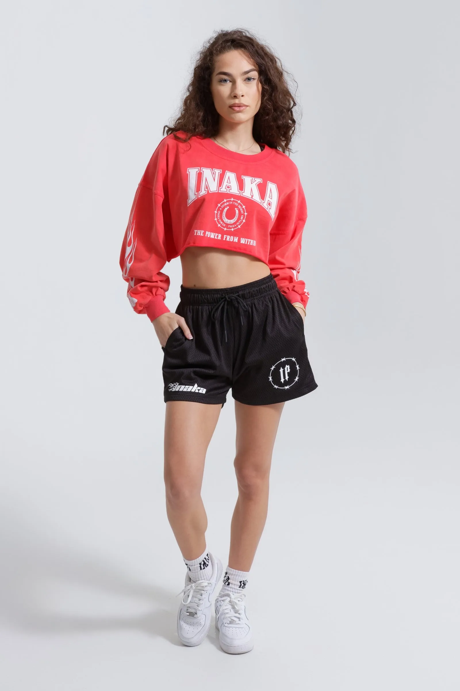 WOMENS CROPPED LONG SLEEVE - CRIMSON sold by Inaka power product image thumbnail 3