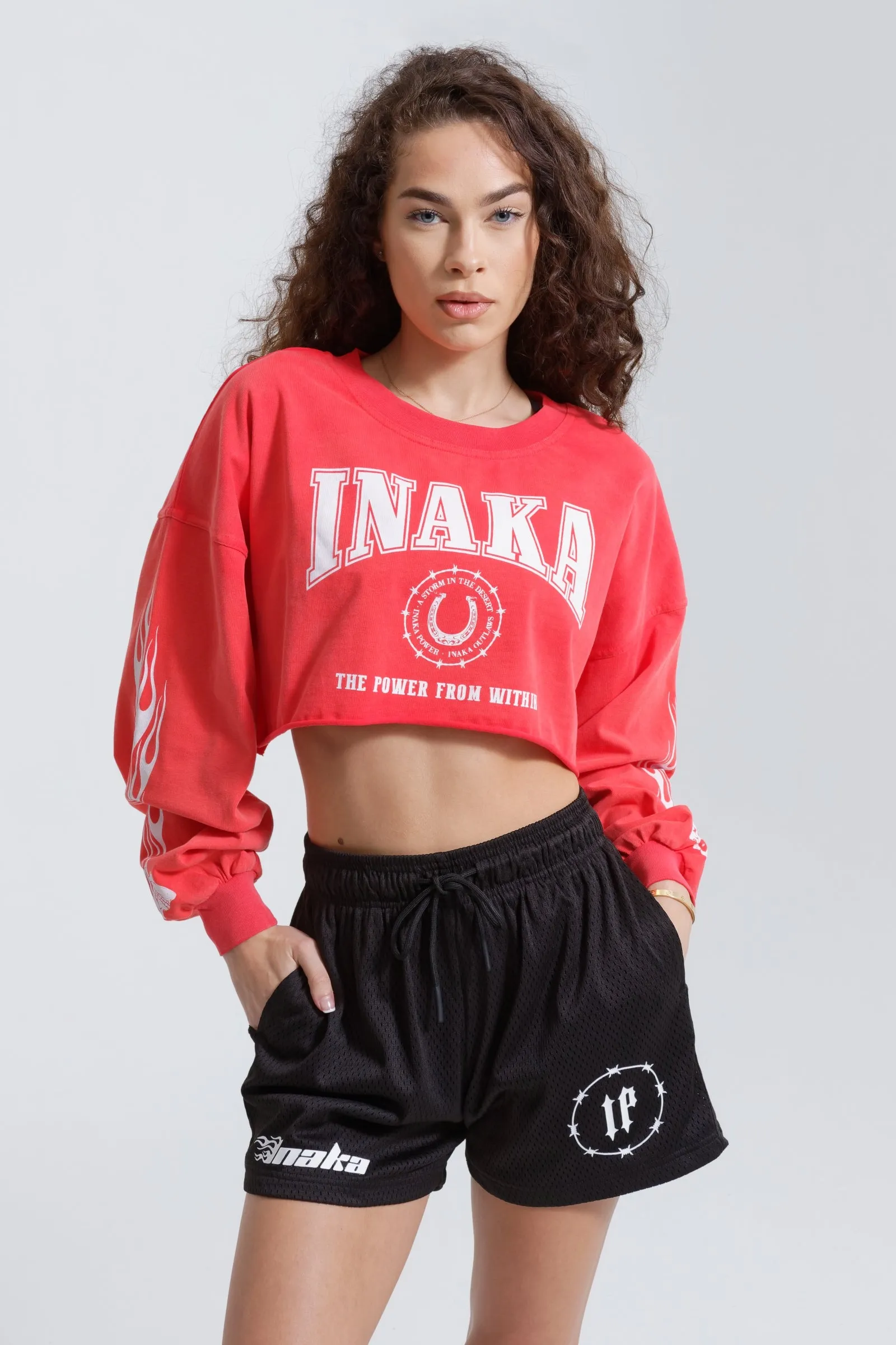 WOMENS CROPPED LONG SLEEVE - CRIMSON sold by Inaka power product image thumbnail 2