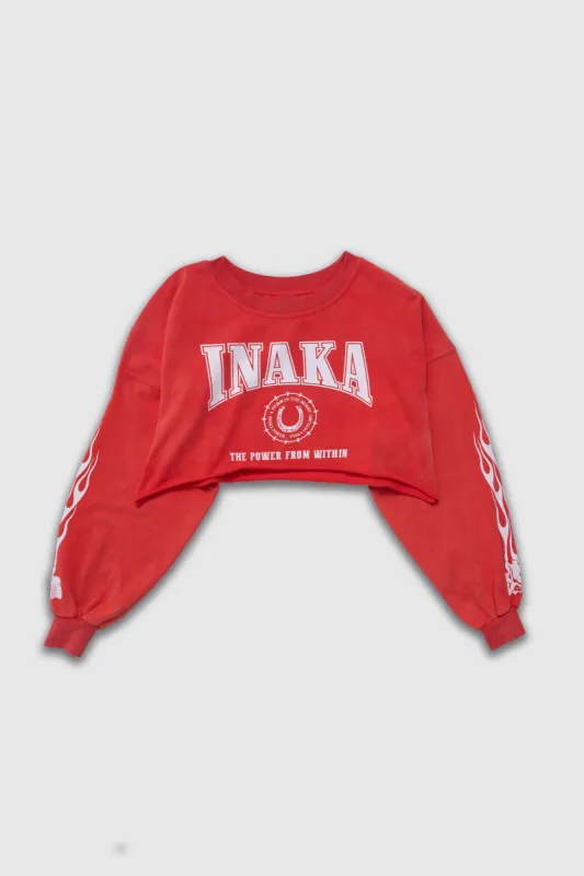 WOMENS CROPPED LONG SLEEVE - CRIMSON made by Inaka power
