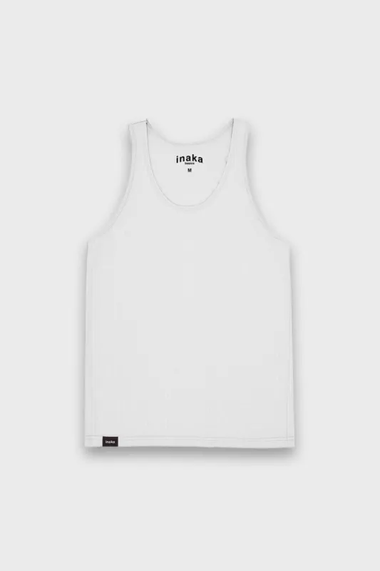 Men's Basic Ribbed Tank - White sold by Inaka power