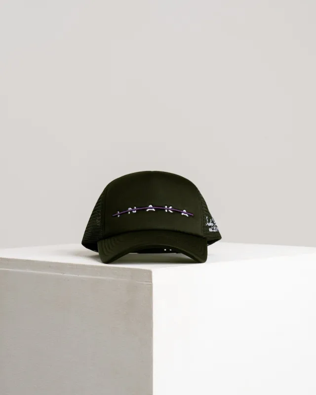 Strikethrough Trucker Hat - Black/Purple sold by Inaka power