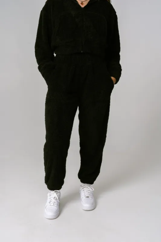 High Waisted Teddy Fleece Pants - Black sold by Inaka power