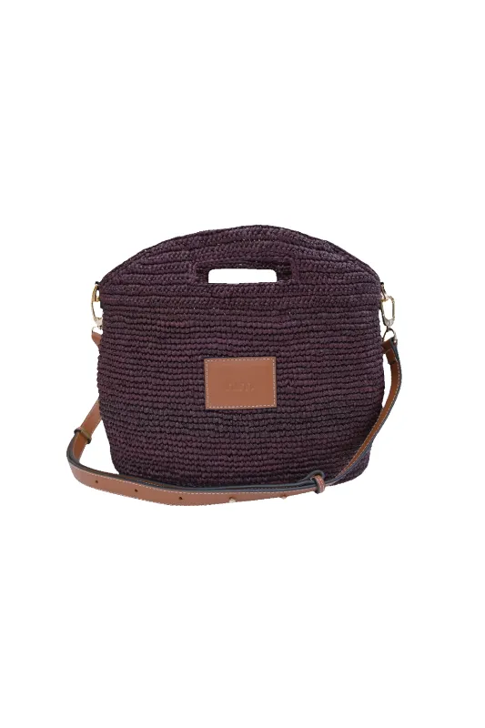Leather Trim Raffia BB - Cocoa sold by Nim the Label
