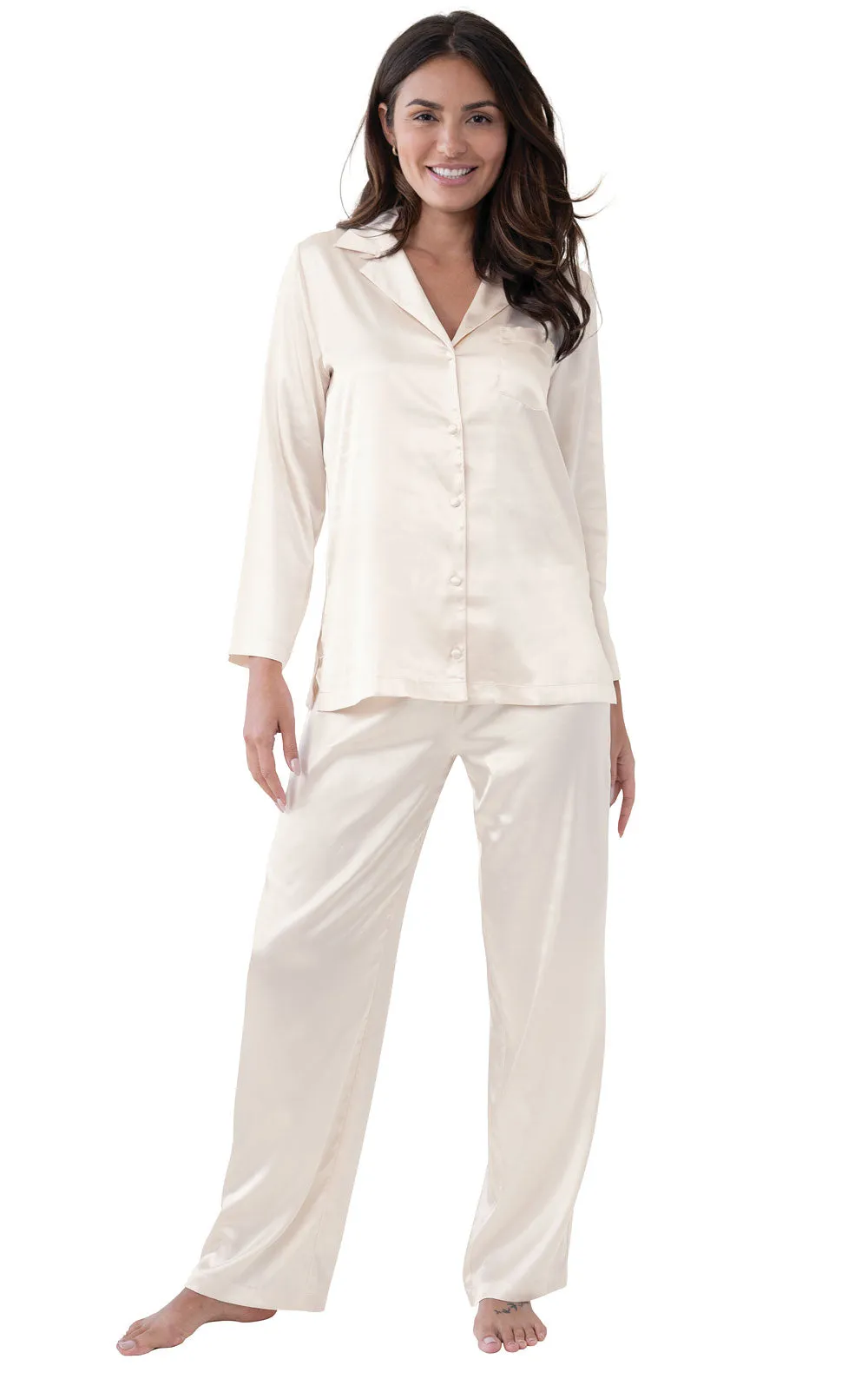 Silky Stretch Satin Button-Front Pajama sold by Swive product image thumbnail 3