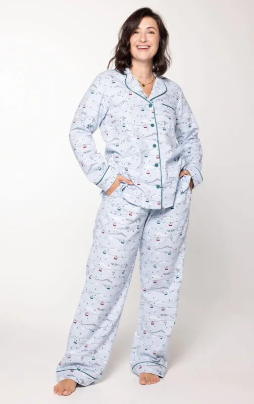 Apres Ski Button-Front Flannel Pajamas   sold by Pajamagram