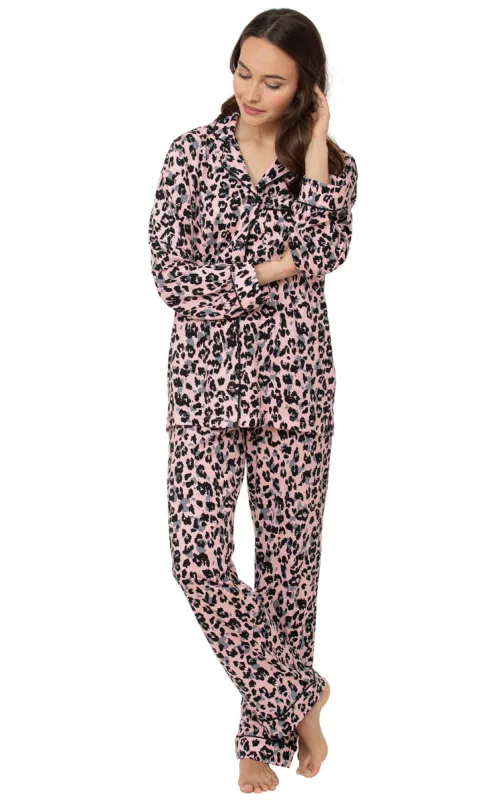 Pink Leopard Button-Front Pajamas sold by Pajamagram