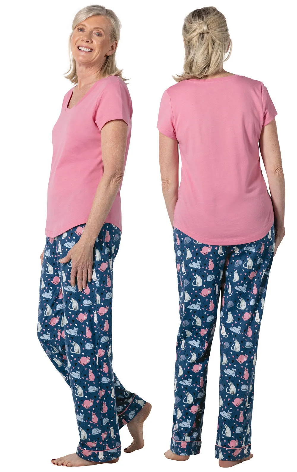 Navy Cat Short Sleeve Pajamas sold by Pajamagram product image thumbnail 3
