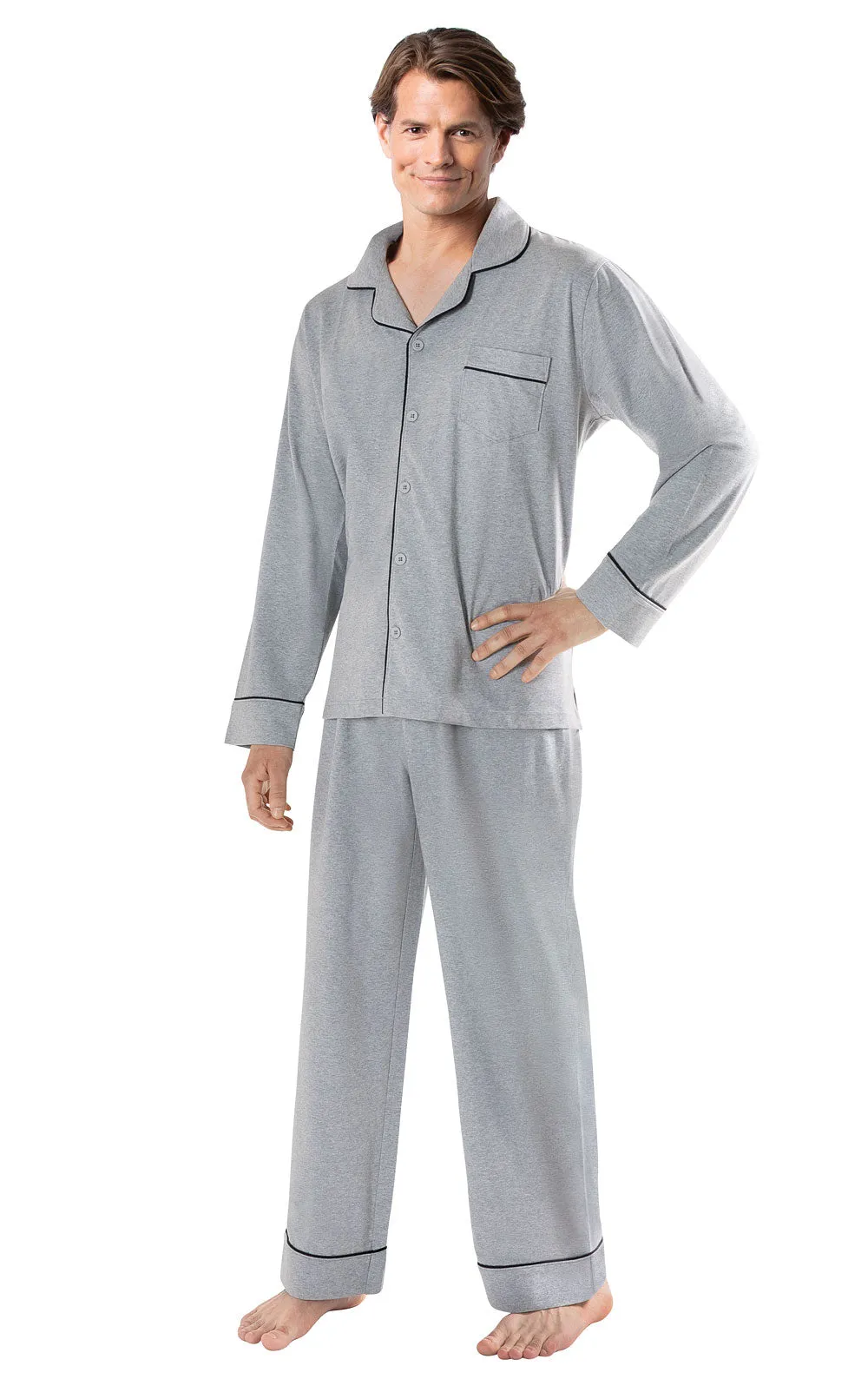 Solid Jersey Button-Front Men's Pajamas sold by Pajamagram product image thumbnail 4