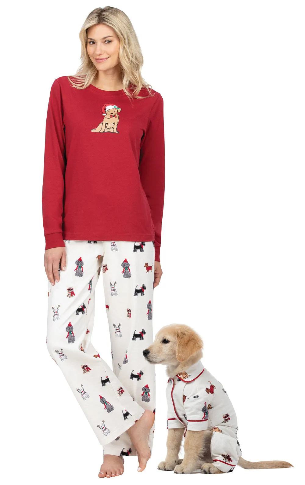 Christmas Dogs Print Flannel PJs for Pet & Owner sold by Pajamagram