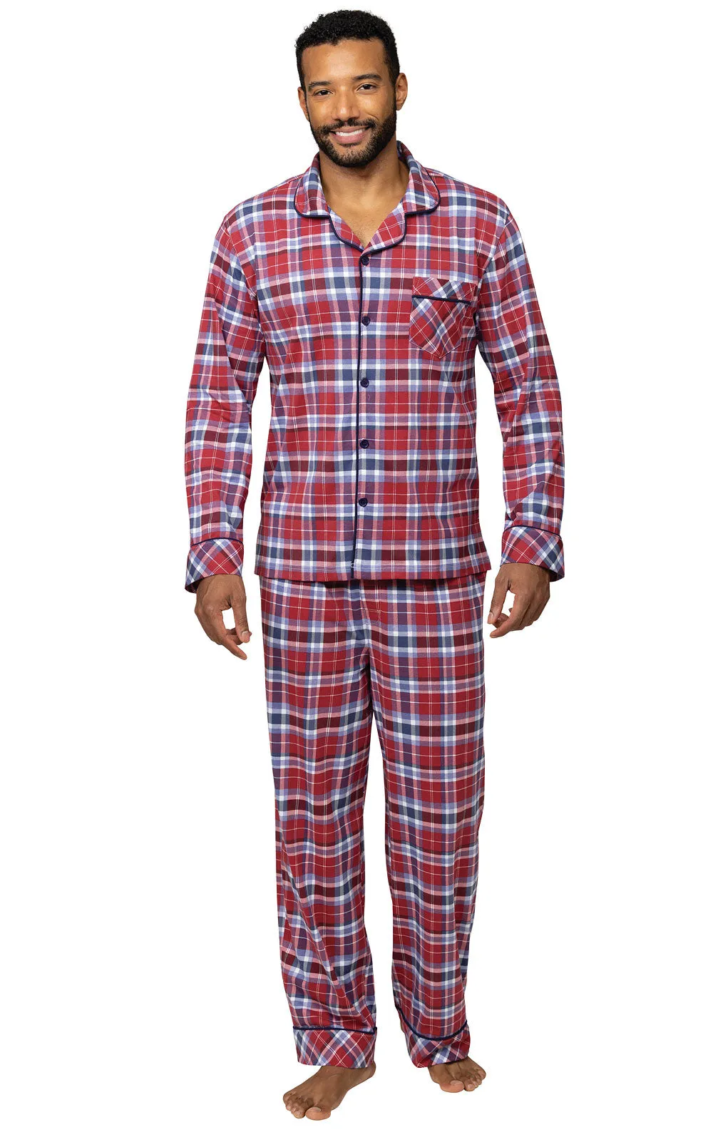 Plaid Button-Front Men's Pajamas sold by Pajamagram