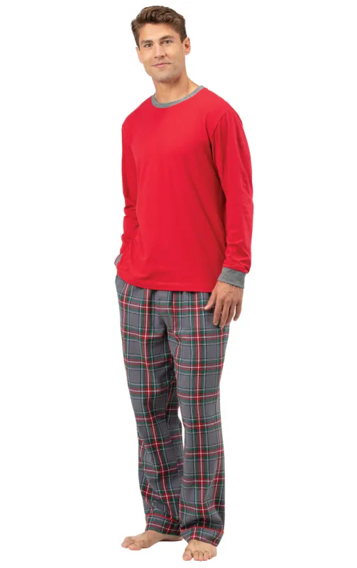 Gray Plaid Pullover Jersey Flannel Men's Pajamas sold by Pajamagram
