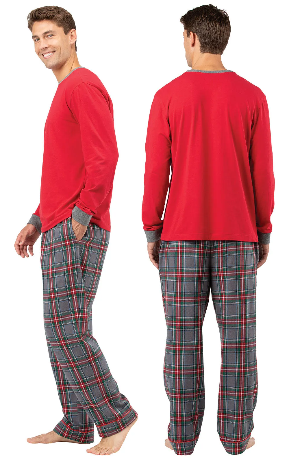 Gray Plaid Pullover Jersey Flannel Men's Pajamas sold by Pajamagram product image thumbnail 2