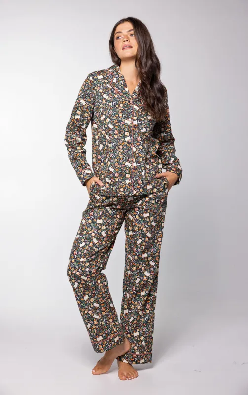 Rested Cotton Button-Front Pajamas – Cozy Reader - Pet & Owner made by Pajamagram