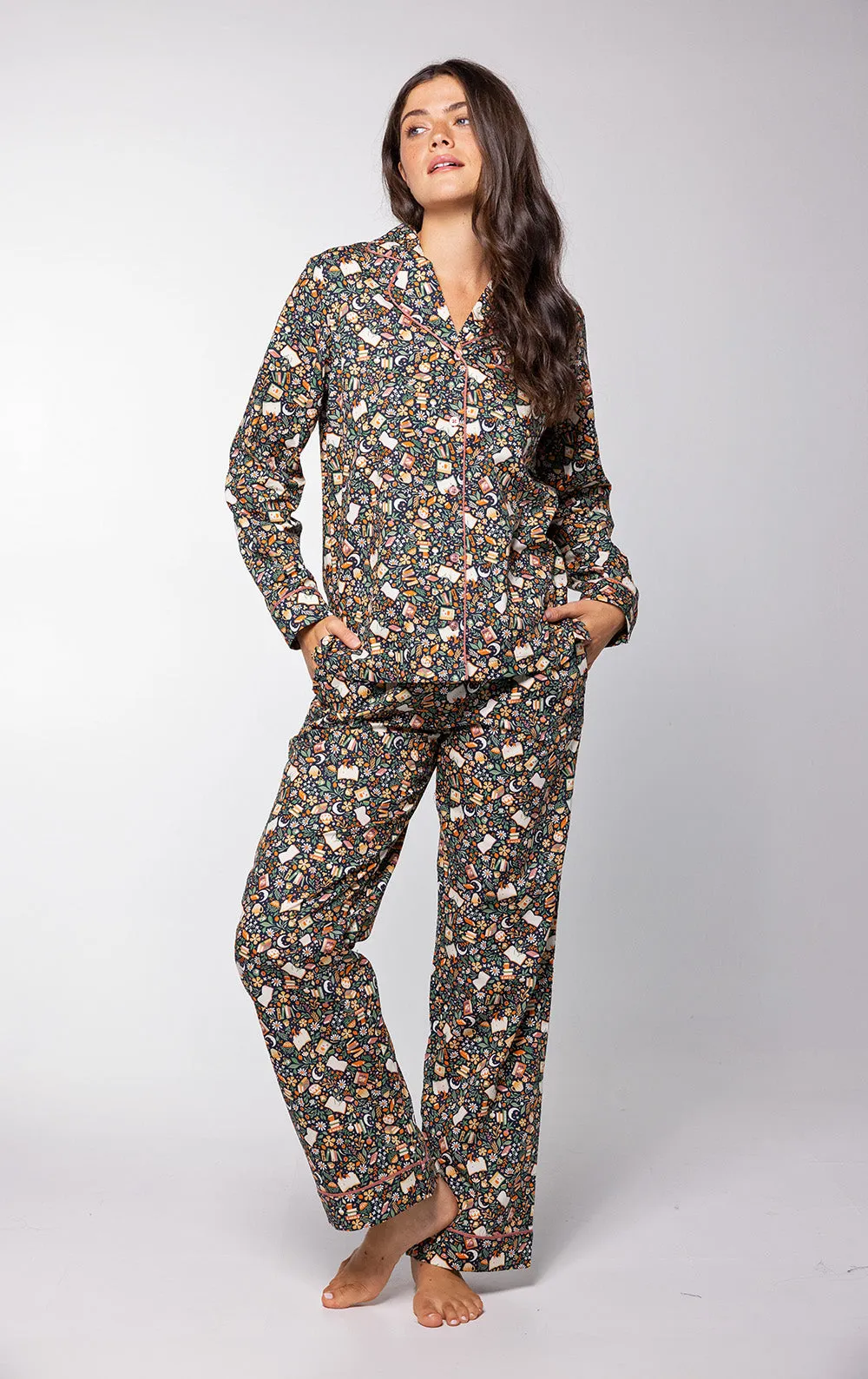 Rested Cotton Button-Front Pajamas – Cozy Reader - Pet & Owner sold by Pajamagram