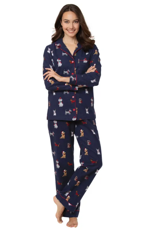 Christmas Dogs Flannel Boyfriend Pajamas - Couples sold by Pajamagram
