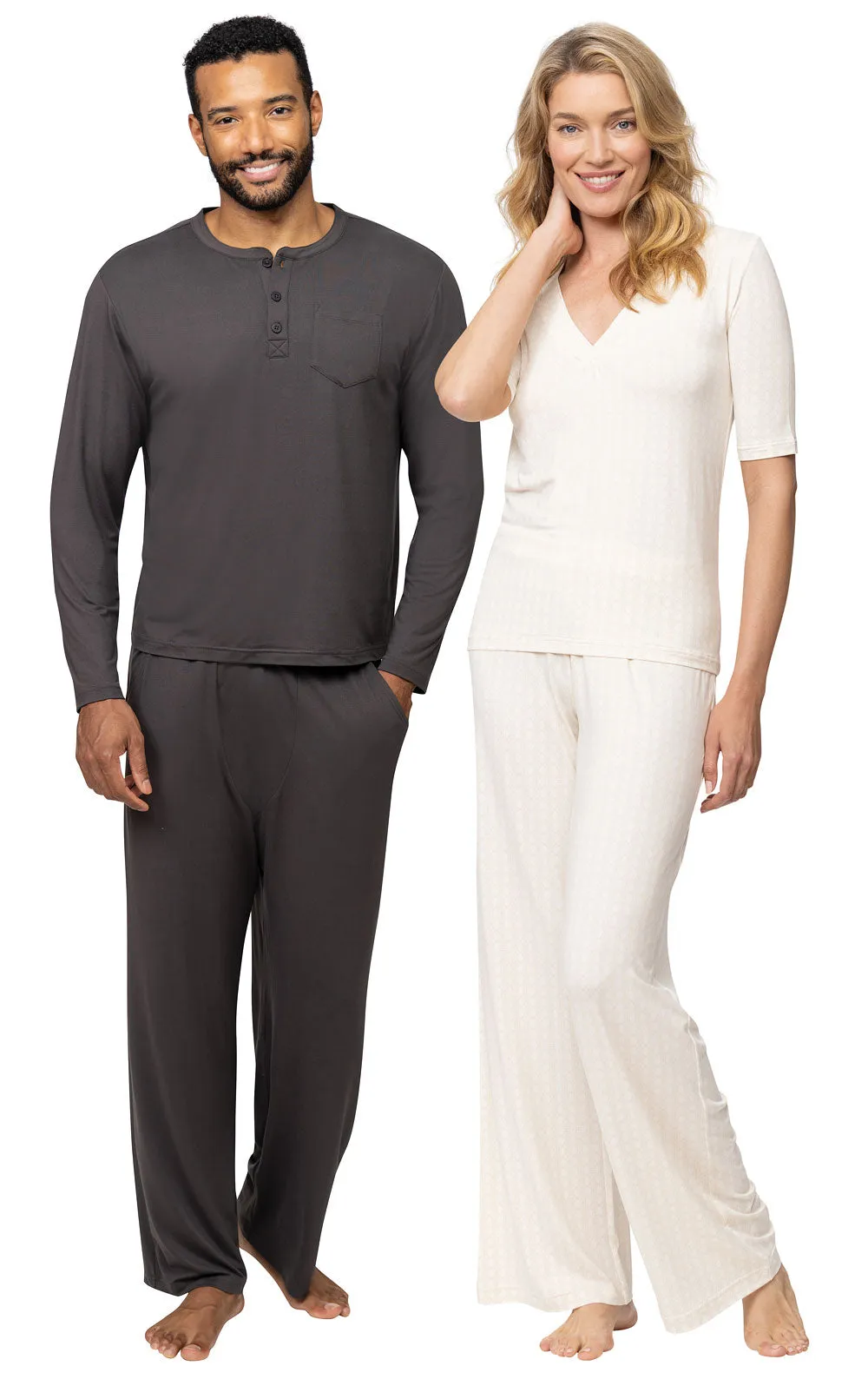 Naturally Nude & Comfort Club Couples Pajamas sold by Pajamagram