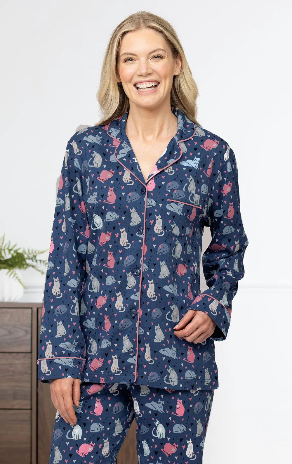 Navy Cat Button-Front Pajamas - Pet & Owner sold by Pajamagram product image thumbnail 2