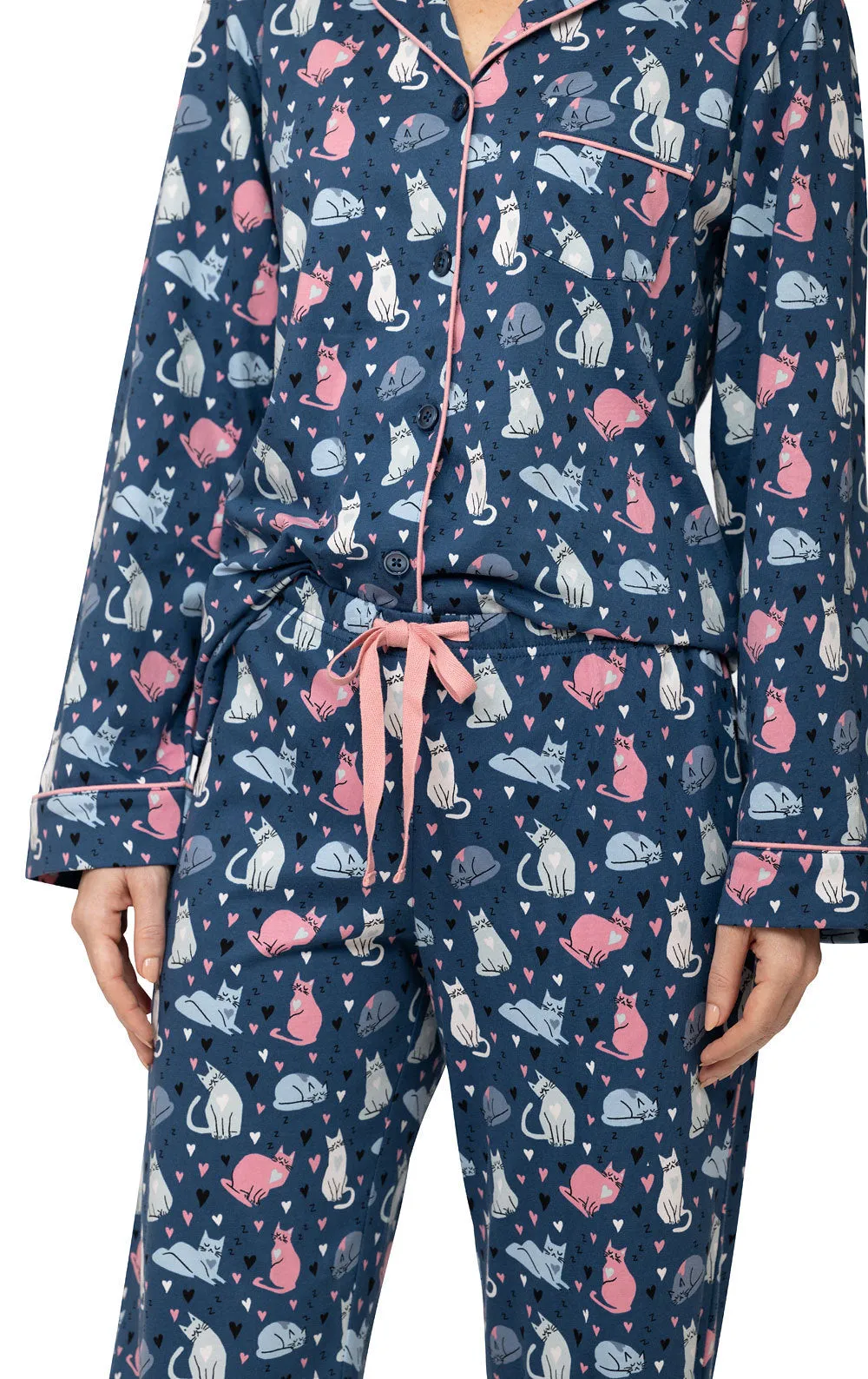 Navy Cat Button-Front Pajamas - Pet & Owner sold by Pajamagram product image thumbnail 5