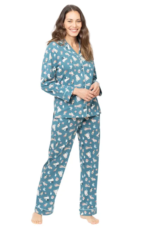 Coffee Dogs Button-Front Pajamas - Pet & Owner sold by Pajamagram