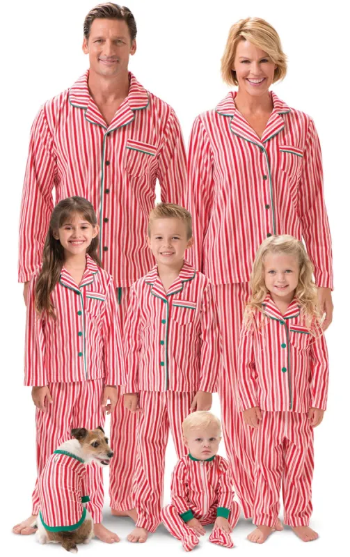 Candy Cane Fleece Button-Front Men's Pajamas - Family Set sold by Pajamagram