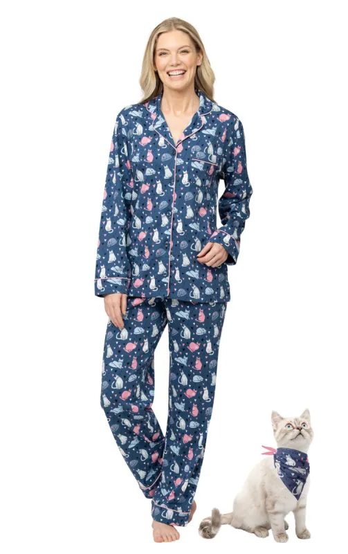 Navy Cat Mom Boyfriend Pet & Owner sold by Pajamagram