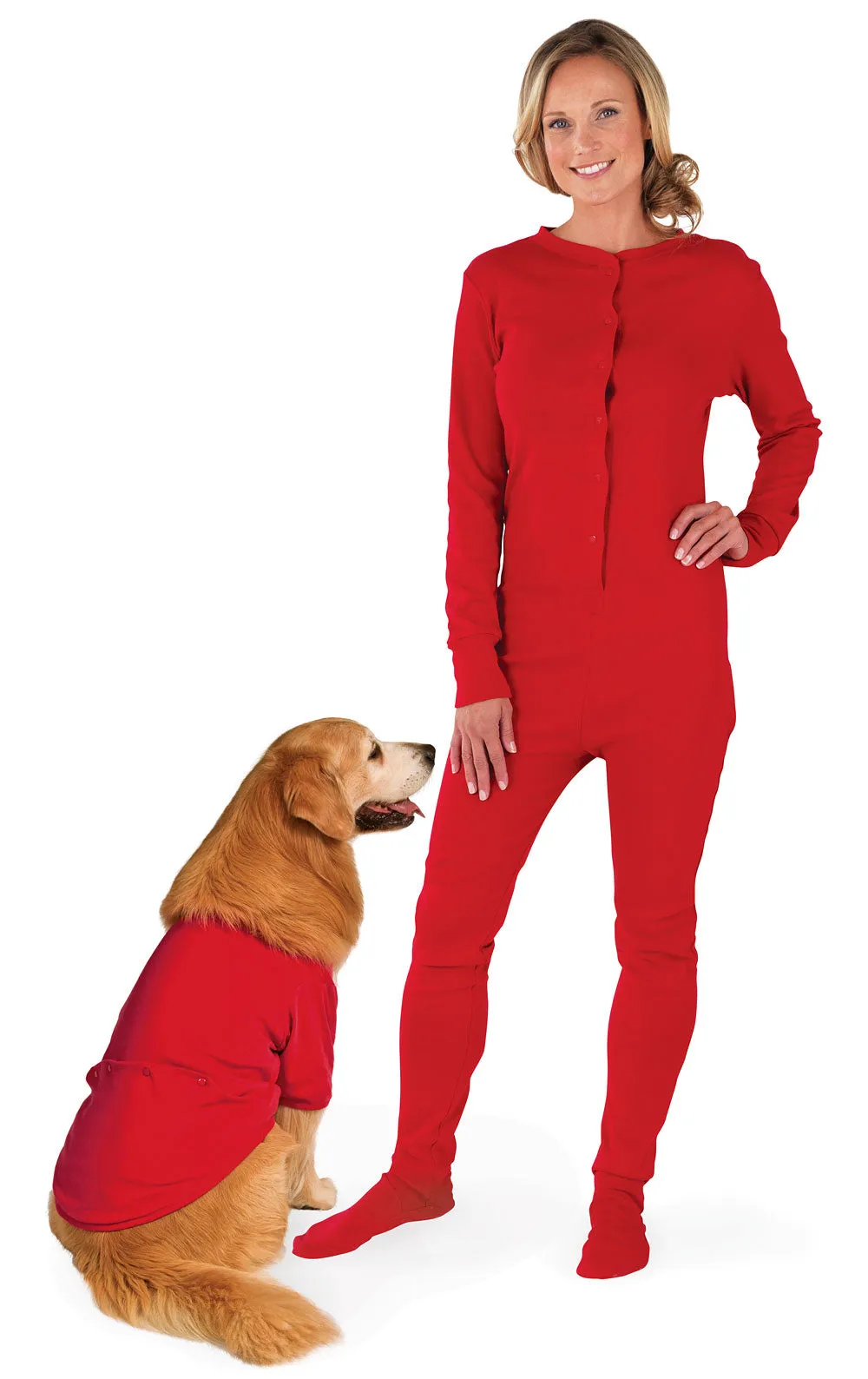 Red Dropseat Pajamas for Pet & Owner sold by Pajamagram