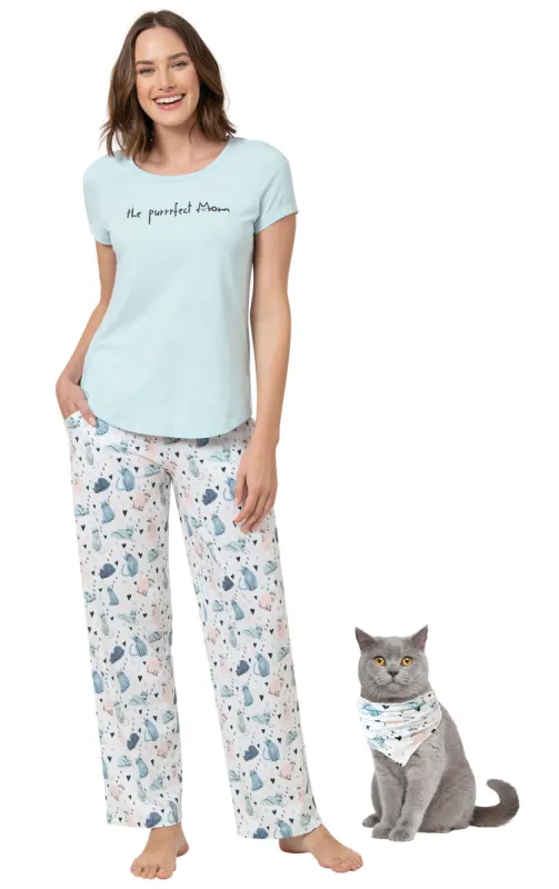 The Purrrfect Mom Matching Pet & Owner PJs sold by Pajamagram