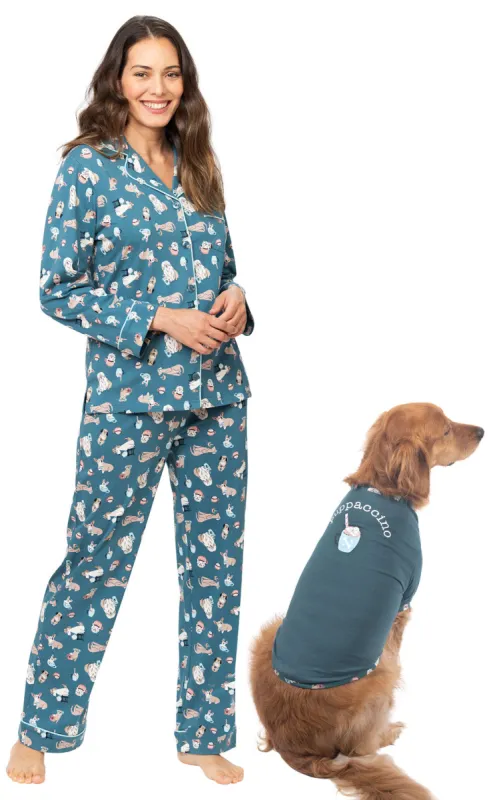 Coffee Dogs Matching Pet & Owner Pajamas sold by Pajamagram