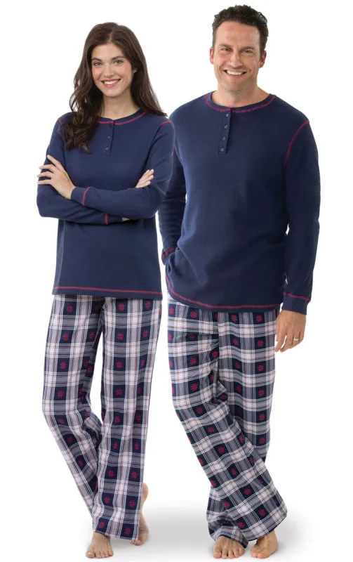 Snowfall Plaid Flannel Matching Couples Pajamas sold by Pajamagram