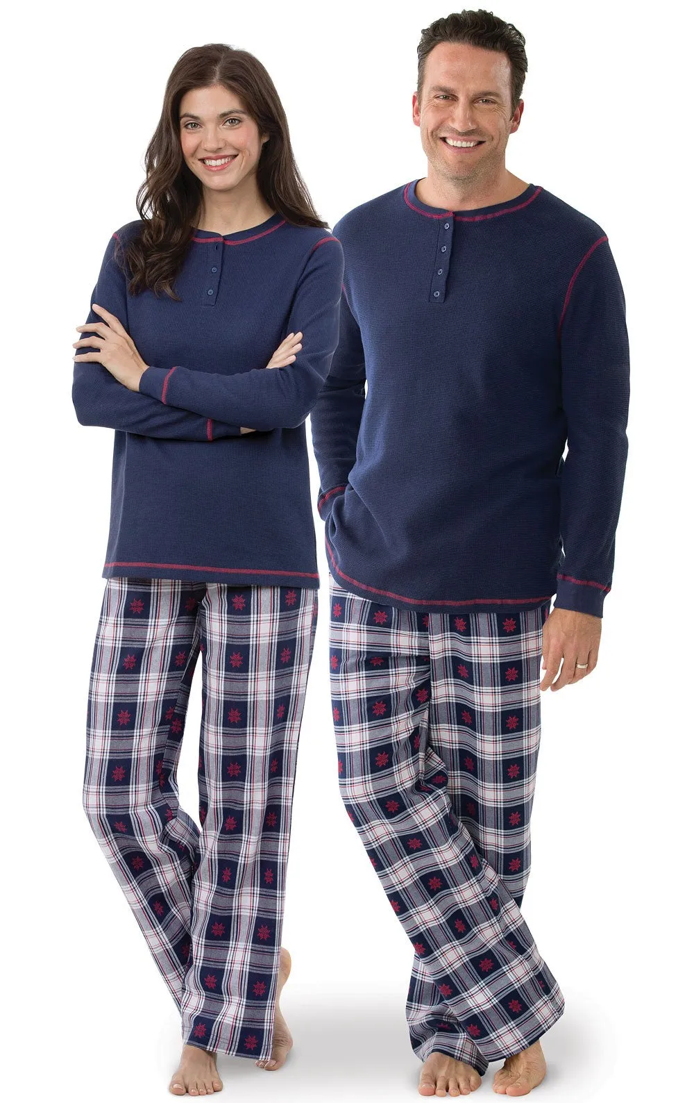 Snowfall Plaid Flannel Matching Couples Pajamas sold by Pajamagram