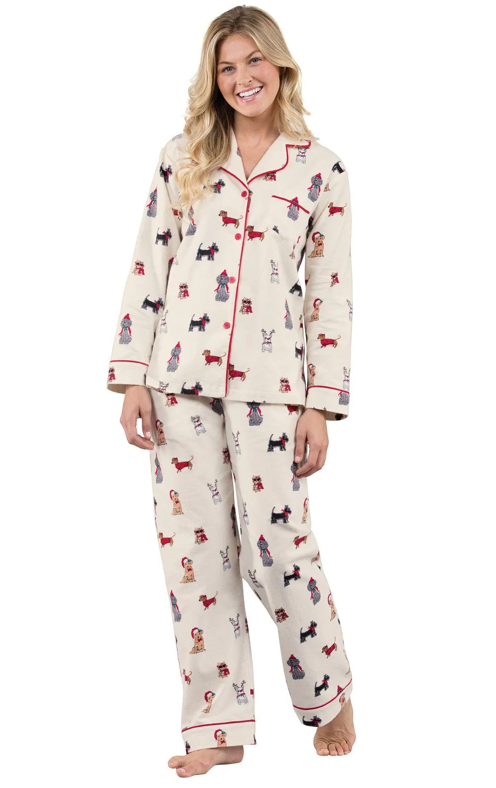 Christmas Dogs Flannel Boyfriend Pajamas - Pet & Owner sold by Pajamagram