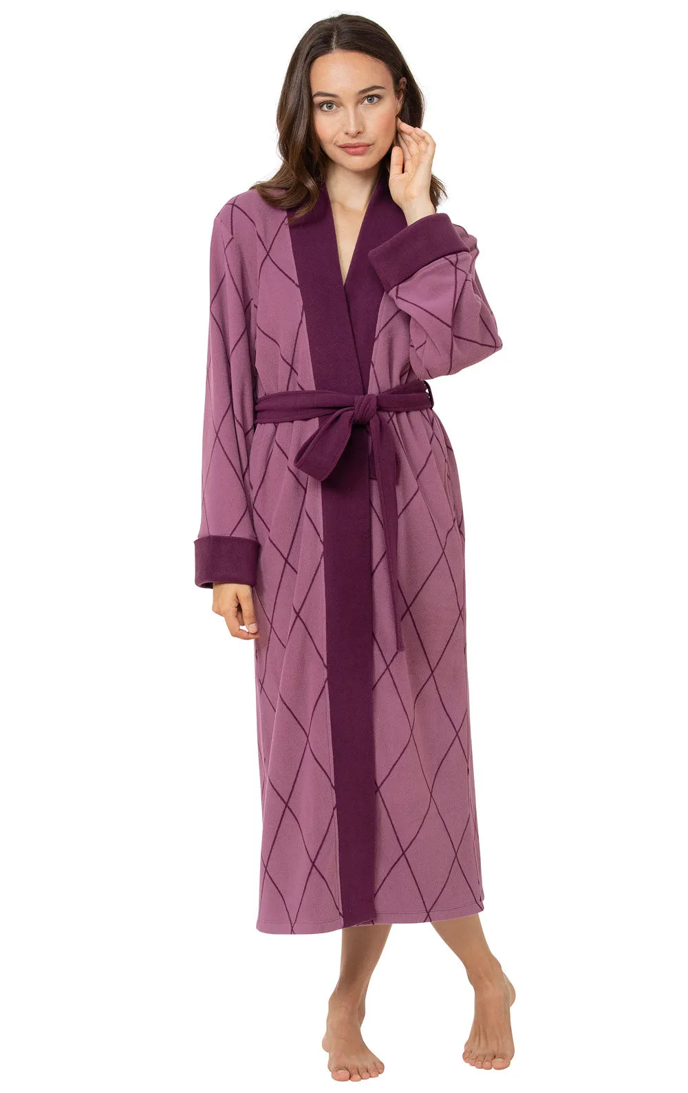Super Soft Robe – Plum Argyle - Final Sale sold by Pajamagram