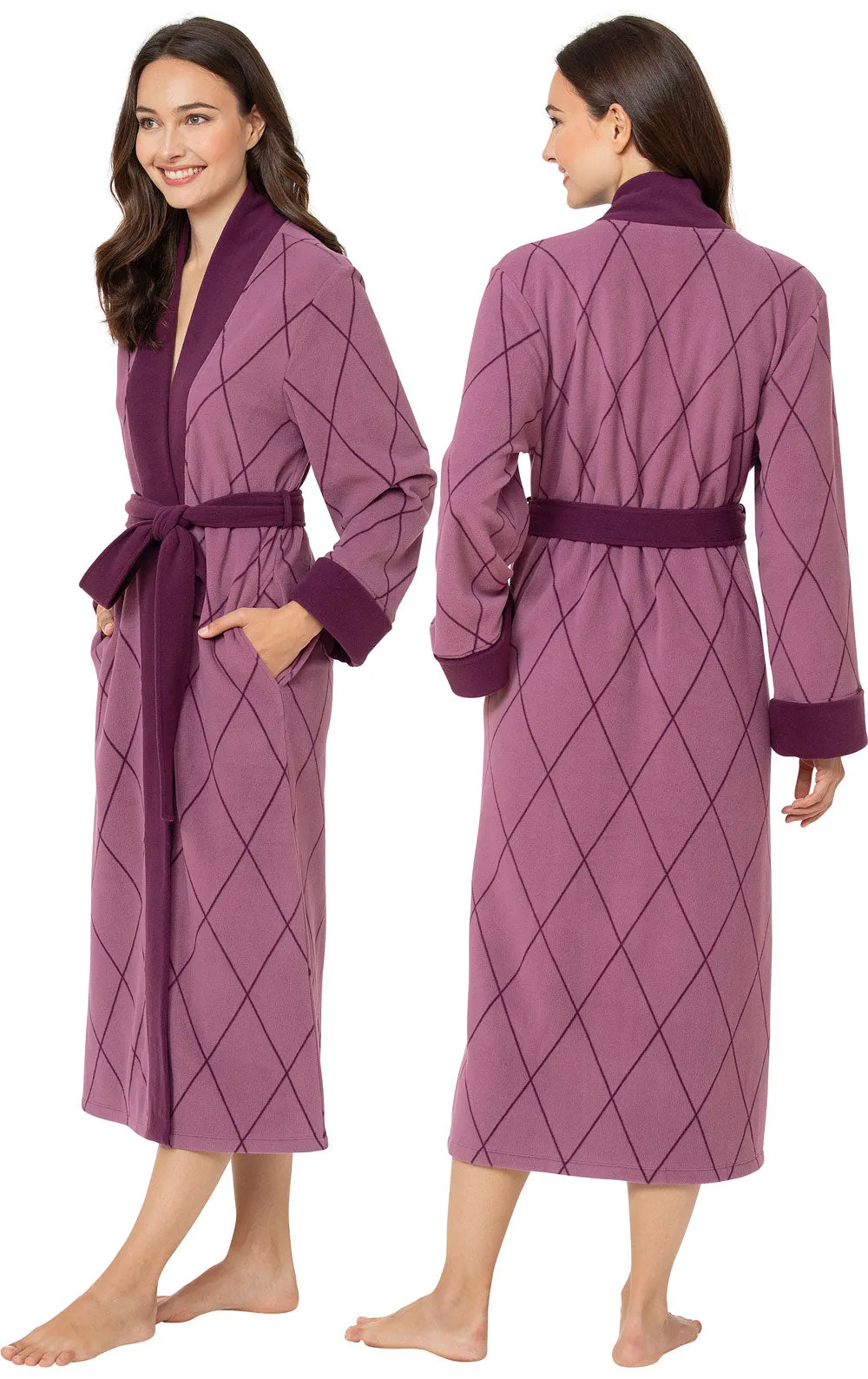 Super Soft Robe – Plum Argyle - Final Sale sold by Pajamagram product image thumbnail 2