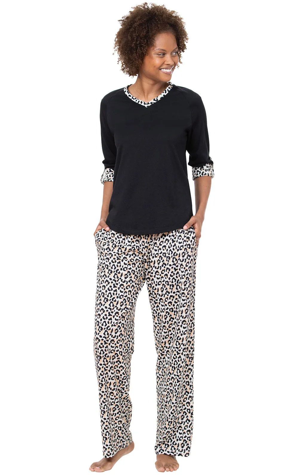Leopard Convertible Sleeve Pajamas sold by Pajamagram