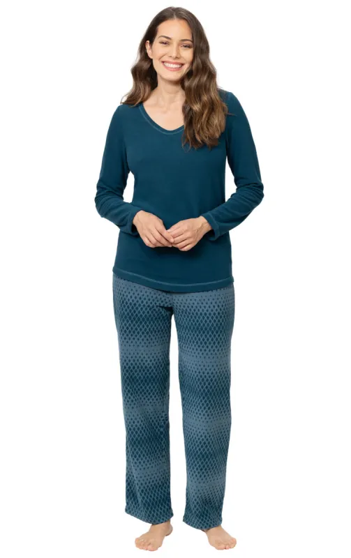 Lightweight Fleece Pullover Pajamas- Teal Ombre sold by Pajamagram