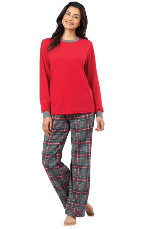 Gray Plaid Pullover Jersey Flannel Pajamas sold by Pajamagram