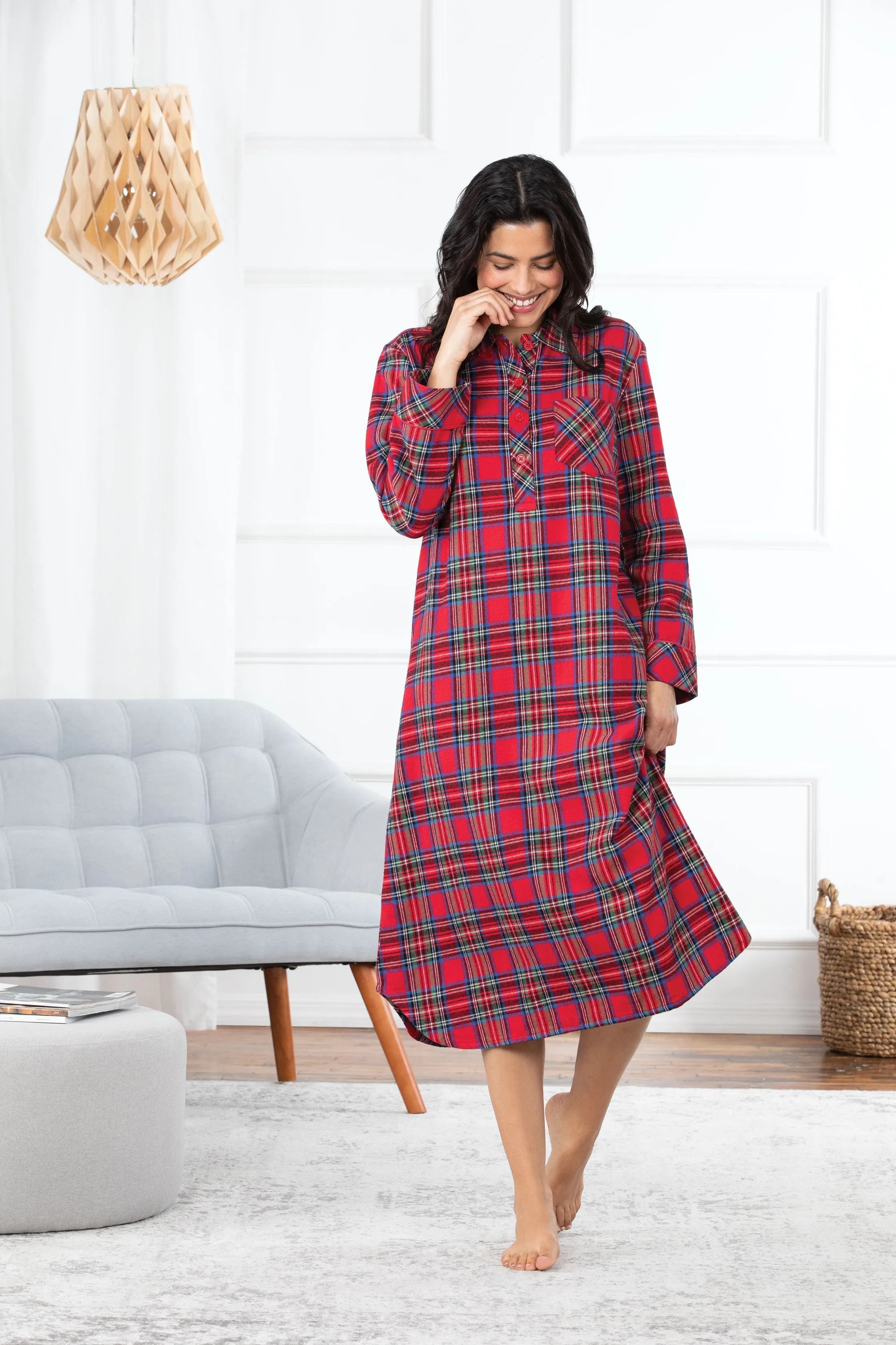 Mid-Length Flannel Nightgown - Stewart Plaid sold by Pajamagram product image thumbnail 3