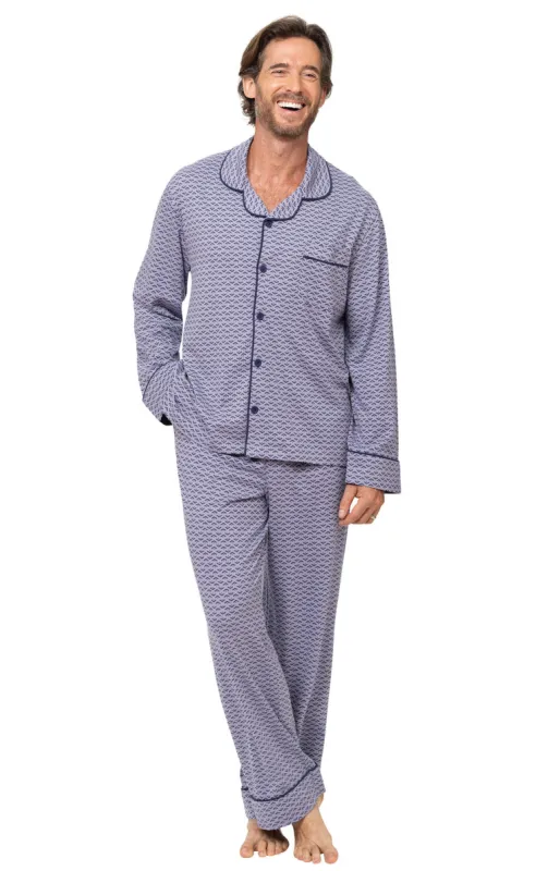 Printed Long Sleeve Button-Front Men's Pajamas sold by Pajamagram