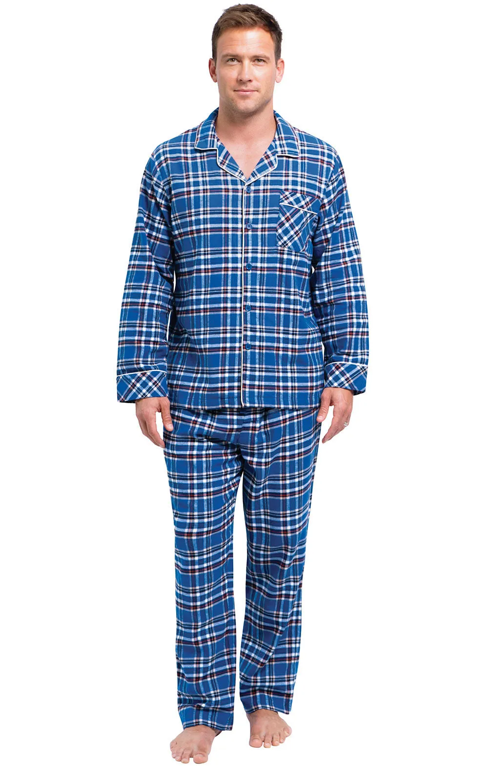 Plaid Button-Front Flannel Men's Pajamas sold by Pajamagram