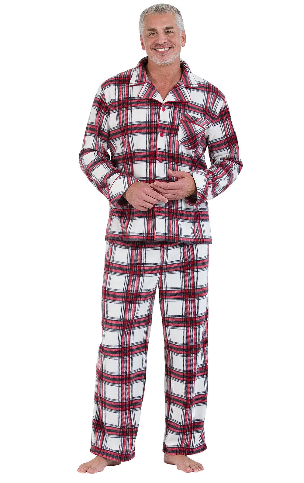 Fireside Plaid Fleece Button-Front Mens Pajamas - His & Hers sold by Pajamagram