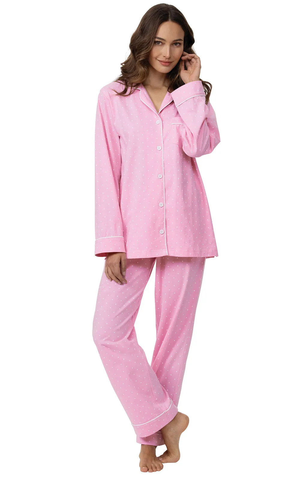 Classic Polka-Dot Button-Front Pajamas sold by Pajamagram